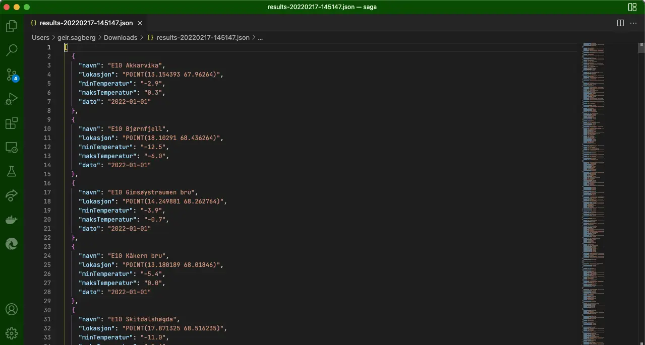 Vise JSON-data i VS Code